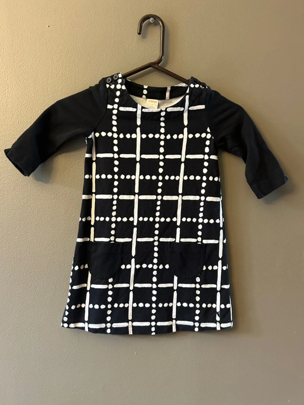 Gymboree girls 3/4 sleeve black/ white dress size 5